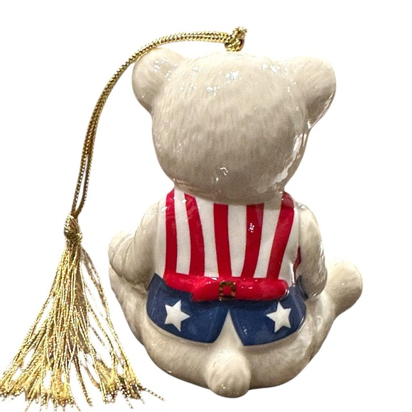 LENOX Teddy's 100th Anniversary Ornament - Ivory Bone China 24K Gold Plate Trim - Picture 3 of 11